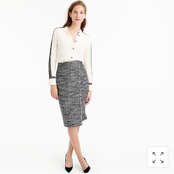 J. Crew Dresses & Skirts - J. Crew Faux Wrap Skirt Metallic Tweed F4963 Sz12